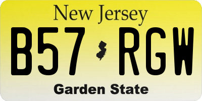 NJ license plate B57RGW