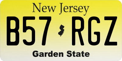 NJ license plate B57RGZ