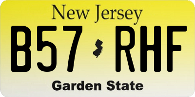 NJ license plate B57RHF