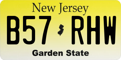 NJ license plate B57RHW