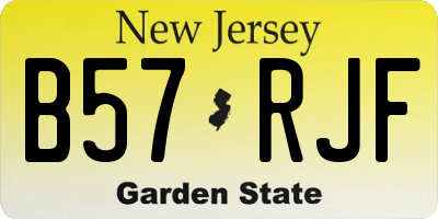NJ license plate B57RJF