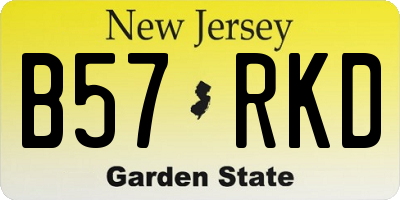 NJ license plate B57RKD