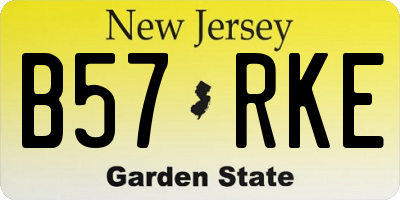 NJ license plate B57RKE