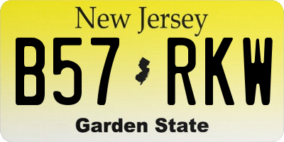 NJ license plate B57RKW