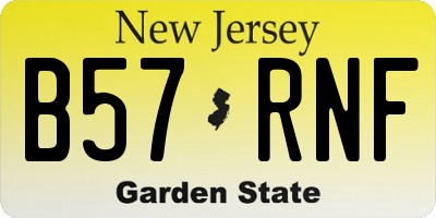 NJ license plate B57RNF
