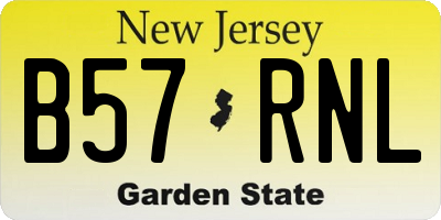 NJ license plate B57RNL