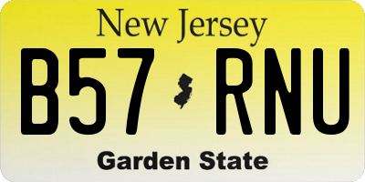 NJ license plate B57RNU