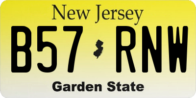 NJ license plate B57RNW