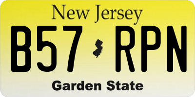 NJ license plate B57RPN