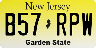 NJ license plate B57RPW