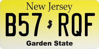 NJ license plate B57RQF