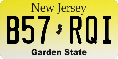 NJ license plate B57RQI