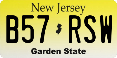 NJ license plate B57RSW