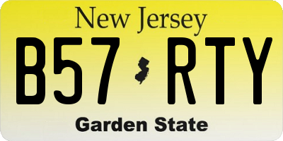 NJ license plate B57RTY