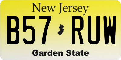 NJ license plate B57RUW