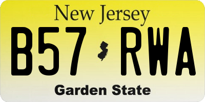 NJ license plate B57RWA