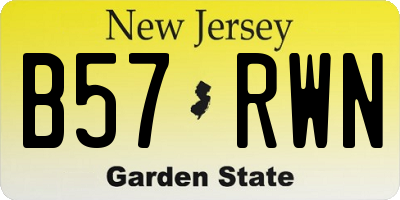 NJ license plate B57RWN