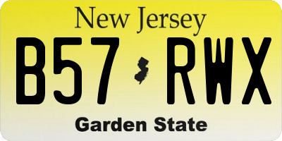 NJ license plate B57RWX