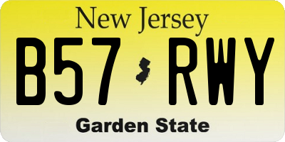 NJ license plate B57RWY
