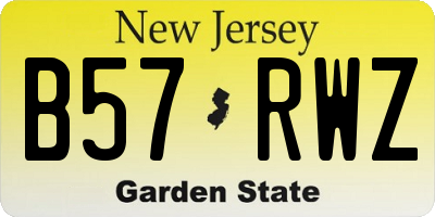 NJ license plate B57RWZ