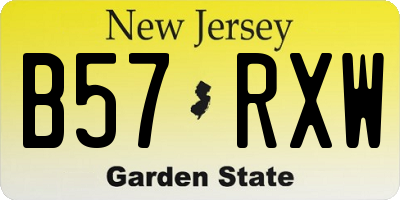 NJ license plate B57RXW