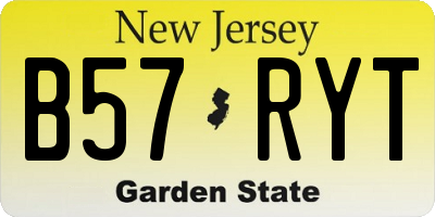 NJ license plate B57RYT