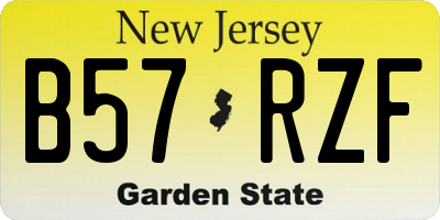 NJ license plate B57RZF