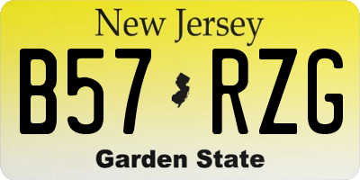 NJ license plate B57RZG