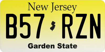 NJ license plate B57RZN