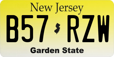 NJ license plate B57RZW