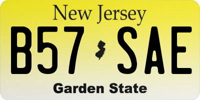 NJ license plate B57SAE