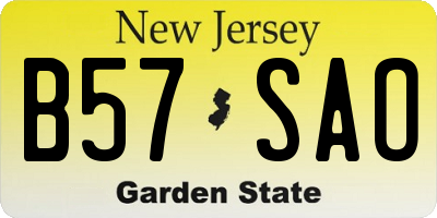 NJ license plate B57SAO