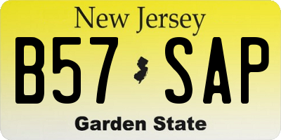 NJ license plate B57SAP