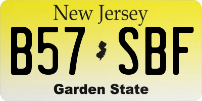 NJ license plate B57SBF