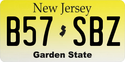 NJ license plate B57SBZ