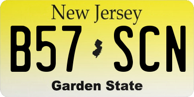 NJ license plate B57SCN