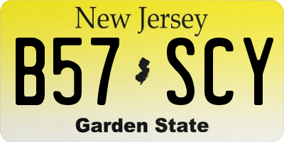 NJ license plate B57SCY