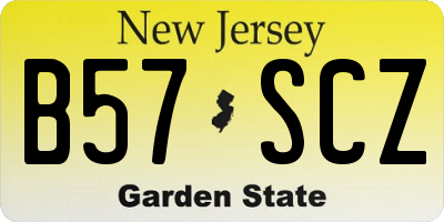 NJ license plate B57SCZ
