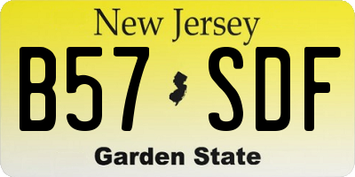 NJ license plate B57SDF
