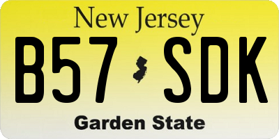 NJ license plate B57SDK