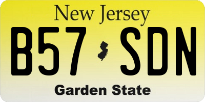 NJ license plate B57SDN