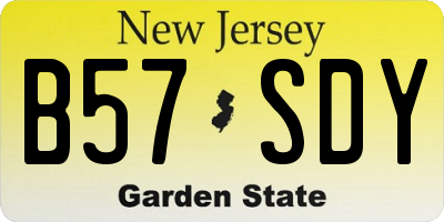 NJ license plate B57SDY