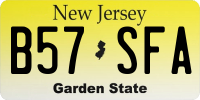 NJ license plate B57SFA