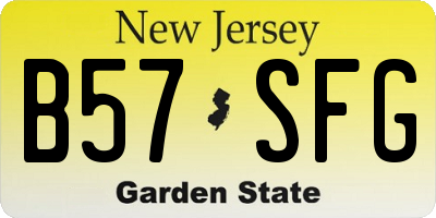 NJ license plate B57SFG