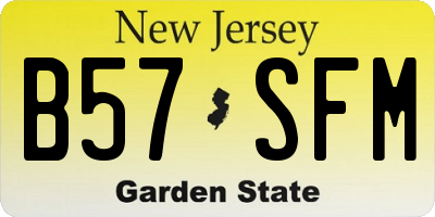 NJ license plate B57SFM