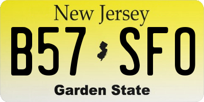 NJ license plate B57SFO