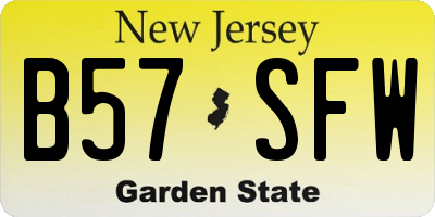 NJ license plate B57SFW