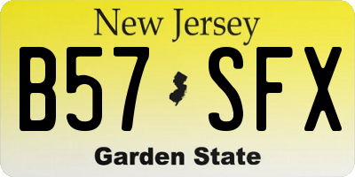 NJ license plate B57SFX