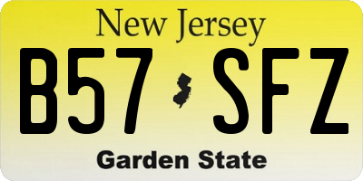 NJ license plate B57SFZ