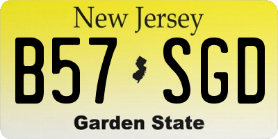 NJ license plate B57SGD